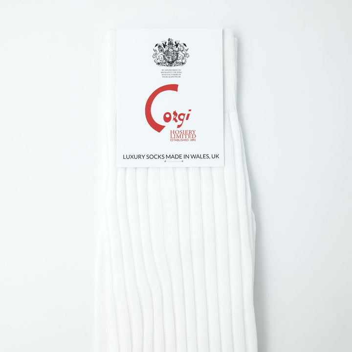 【MENS】FINE GAUGE RIB SOCKS WHITE