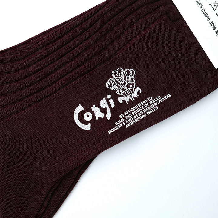 【MENS】FINE GAUGE RIB SOCKS BURGANDY
