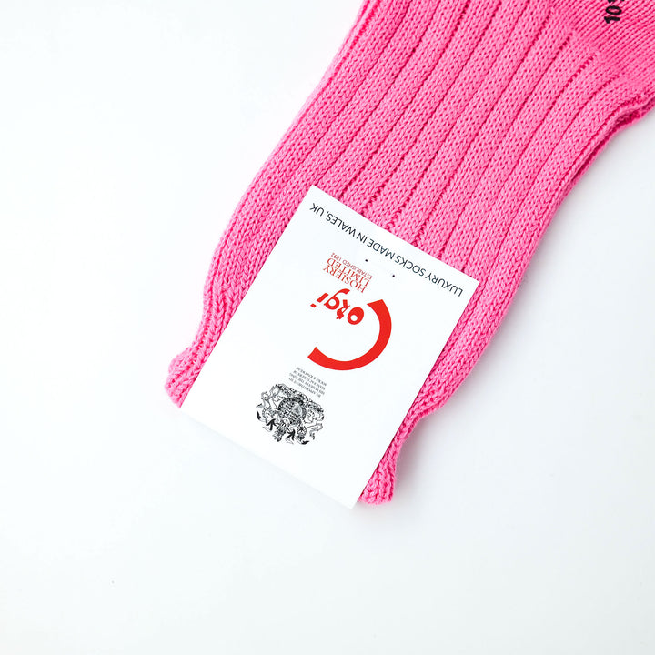 【MENS】SOFT COTTON 5×1 RIB SHORT SOCKS PINK