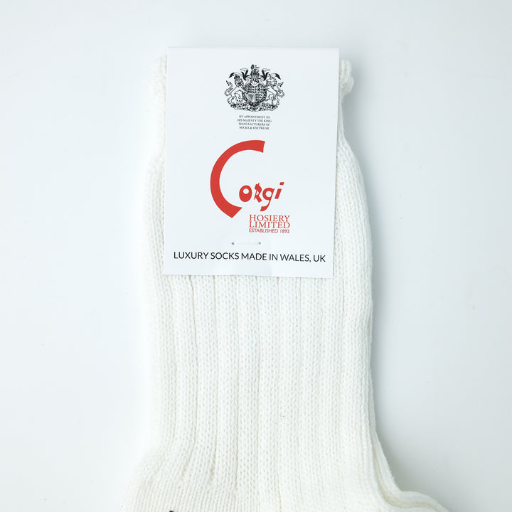 【MENS】SOFT COTTON 5×1 RIB SHORT SOCKS WHITE