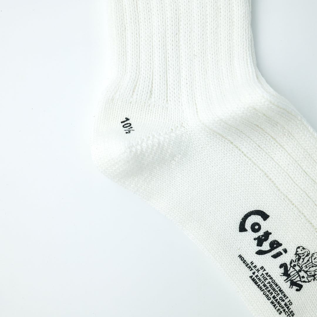 【MENS】SOFT COTTON 5×1 RIB SHORT SOCKS WHITE