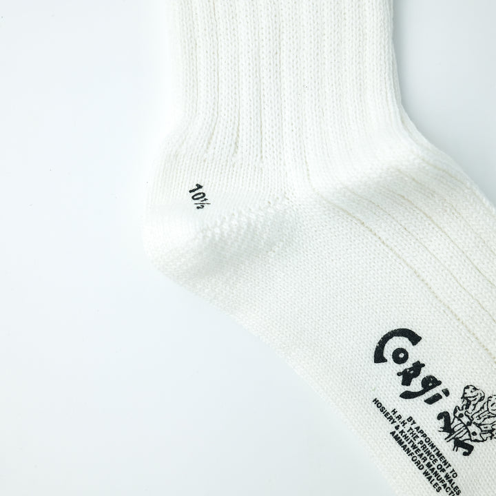 【MENS】SOFT COTTON 5×1 RIB SHORT SOCKS WHITE