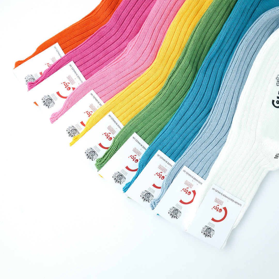 【MENS】SOFT COTTON 5×1 RIB SHORT SOCKS ORANGE