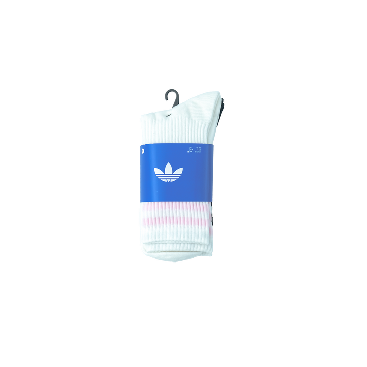 adidas Originals  3S CREW S 3P スリーストライプス クルーソックス 3PACK WHITE/BLACK/CLEAR PINK