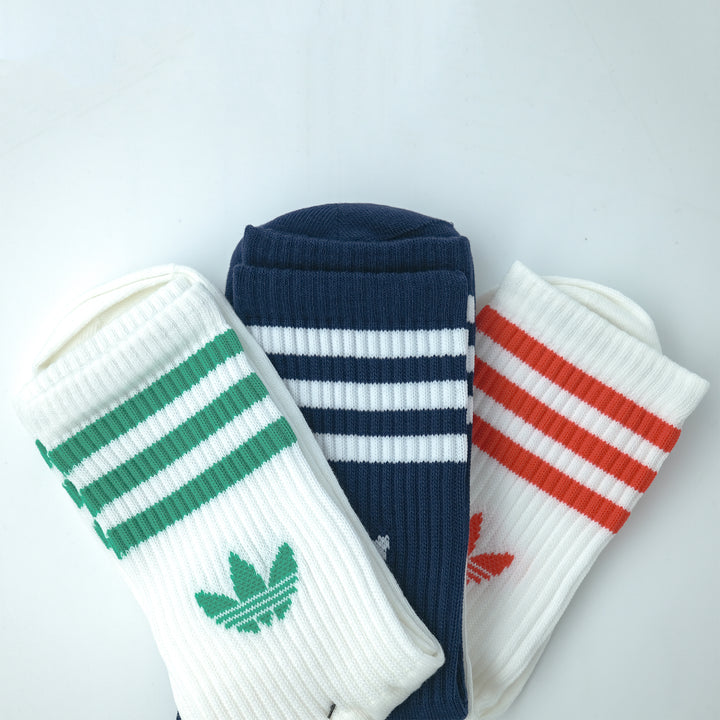 adidas Originals  3S CREW S 3P スリーストライプス クルーソックス 3PACK WHITE/NIGHT INDIGO/WHITE