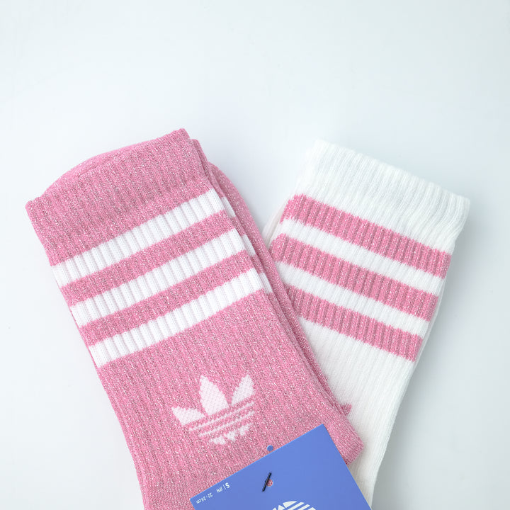 adidas Originals  3S GLITTER CR S スリーストライプス グリッター クルーソックス 2PACK PINK FUSION/WHITE