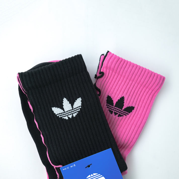 adidas Originals  RUFFLE CREW フリル クルーソックス 2PACK BLACK/WHITE/SEMI LUCID FUCHSIA