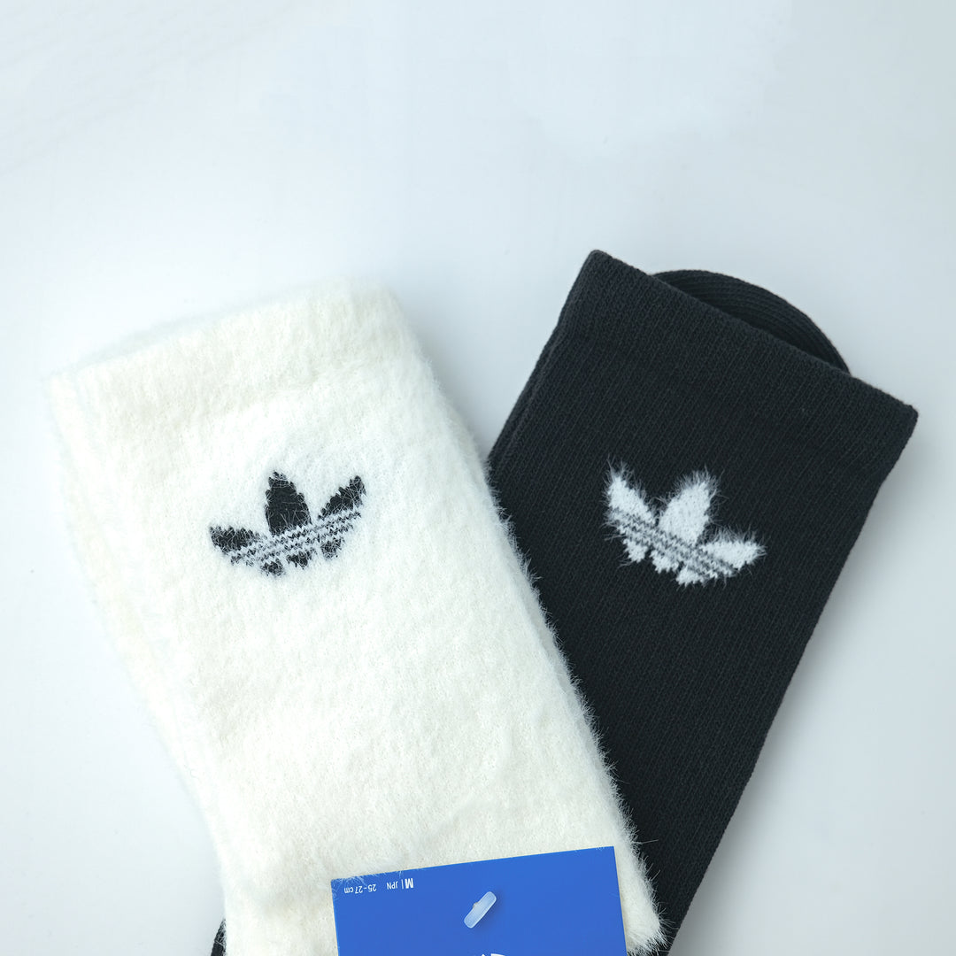 adidas Originals  FLUFFY CR S フラッフィー クルーソックス 2PACK OFF WHITE/BLACK
