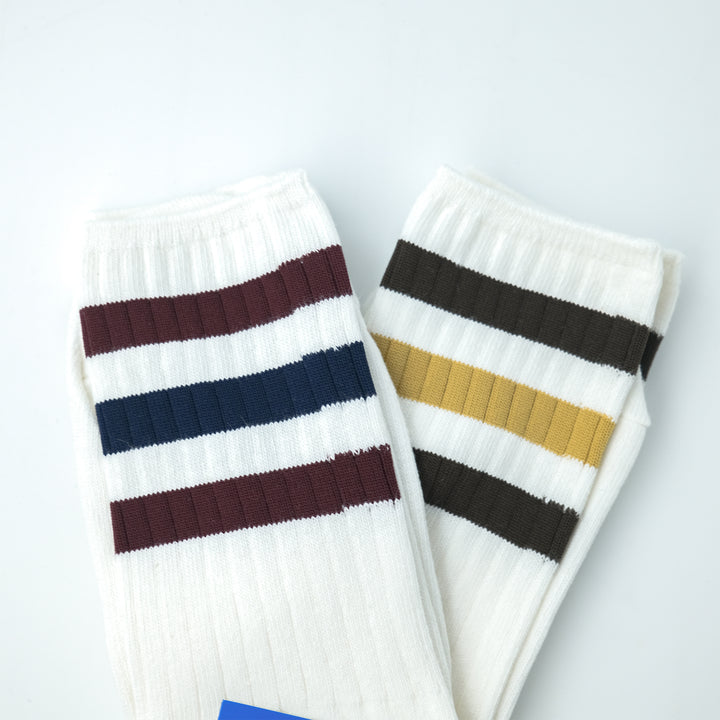 adidas Originals  3S RIB CR S スリーストライプス リブ クルーソックス 2PACK WHITE/MAROON