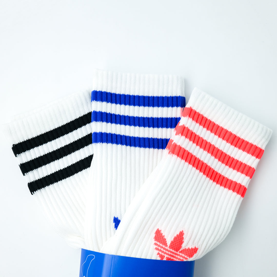 adidas Originals 3S HIGH CR SOCK スリーストライプス ハイクルーソックス 3PACK WHITE/LUCID RED/LUCID BLUE
