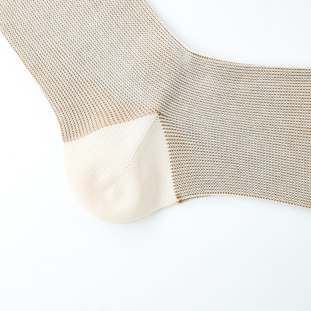 リバーシブルバイカラーロングホーズ ECRU&CAMEL