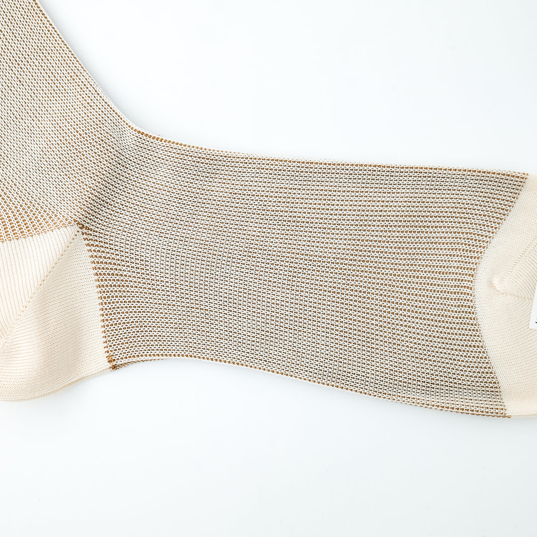 リバーシブルバイカラーロングホーズ ECRU&CAMEL