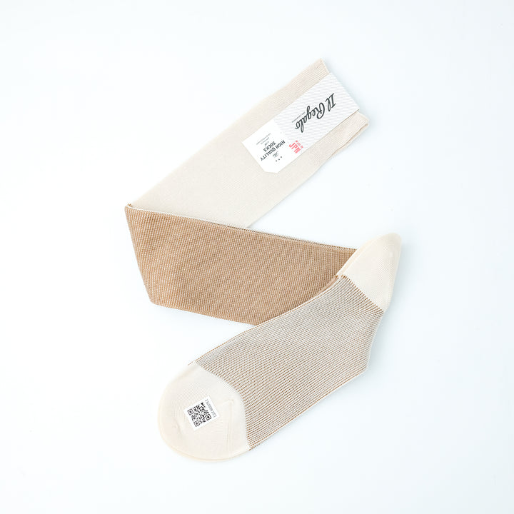 リバーシブルバイカラーロングホーズ ECRU&CAMEL