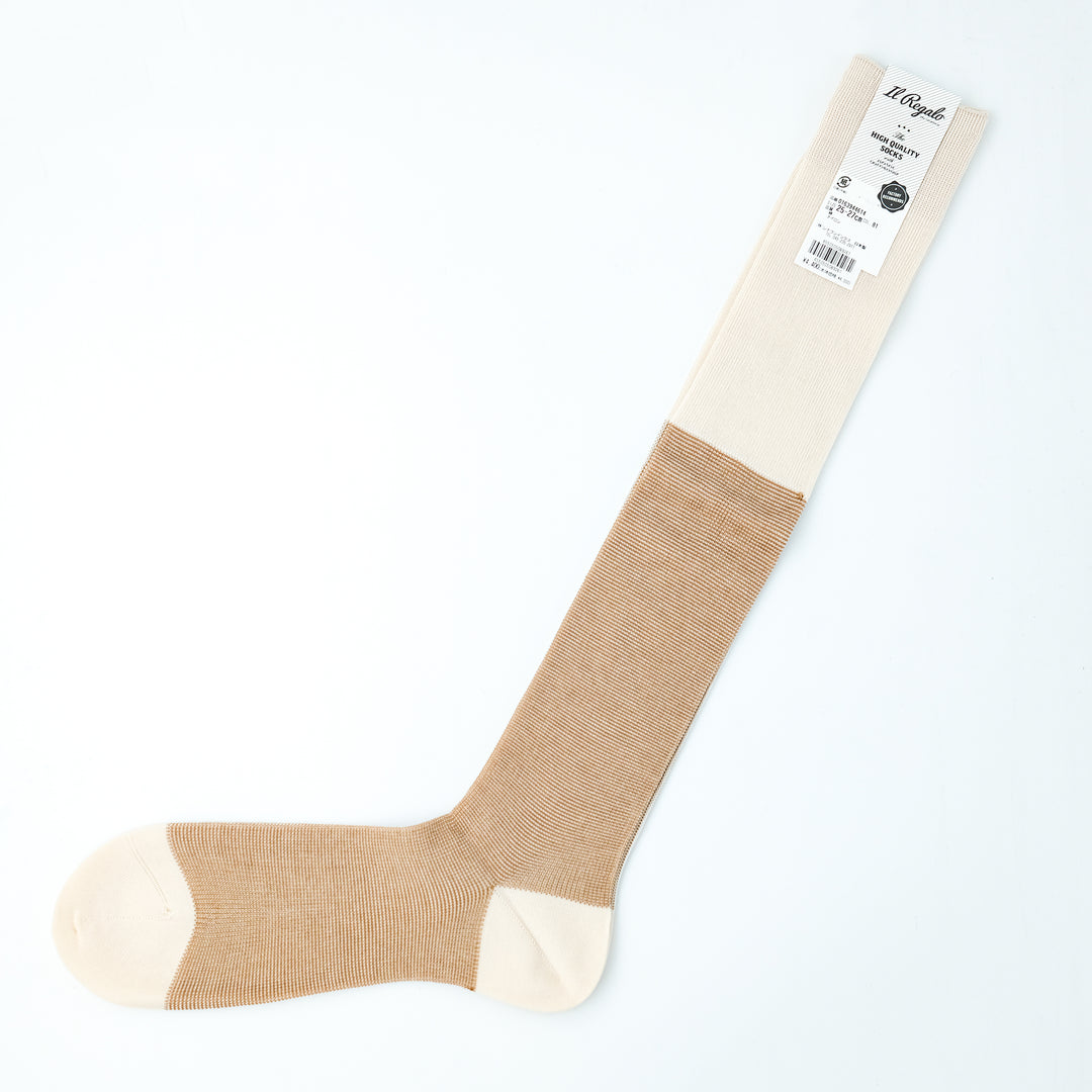 リバーシブルバイカラーロングホーズ ECRU&CAMEL