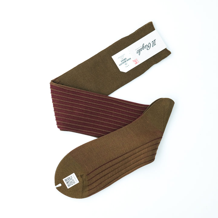 リバーシブルロングホーズ BROWN&BURGUNDY