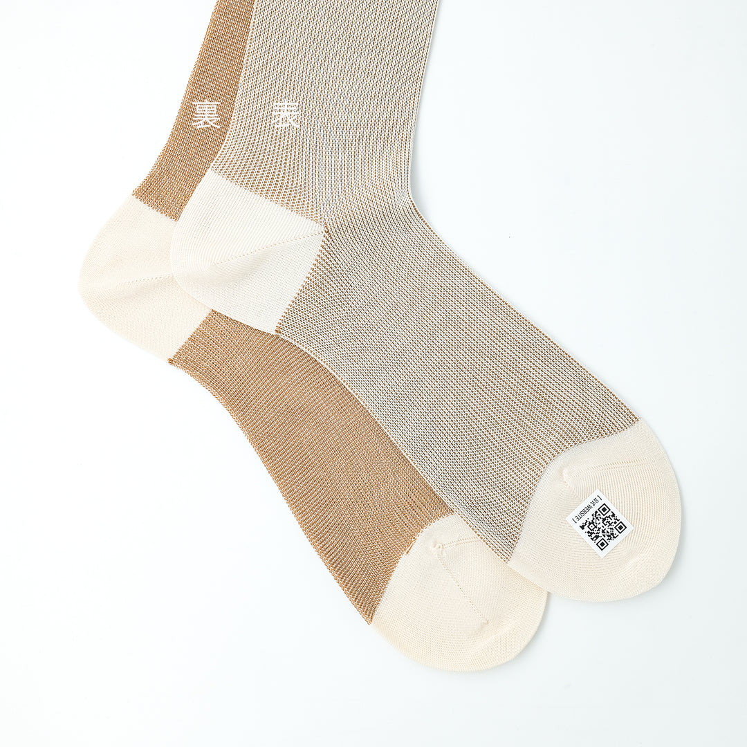 リバーシブルバイカラーロングホーズ ECRU&CAMEL