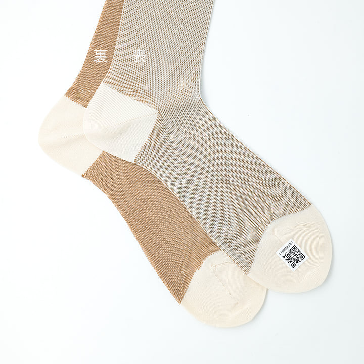 リバーシブルバイカラーロングホーズ ECRU&CAMEL