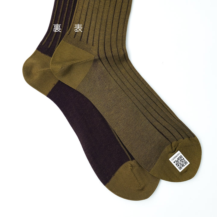 リバーシブルロングホーズ OLIVE&BURGUNDY