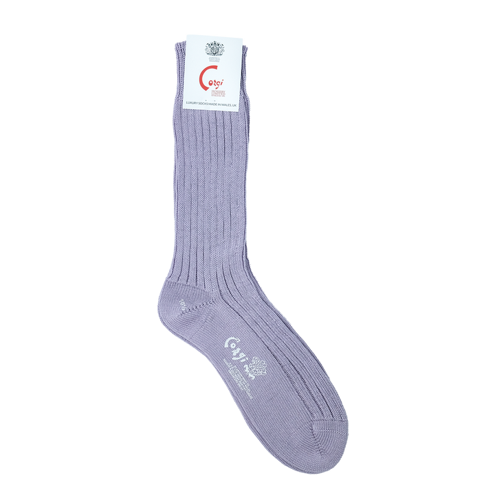【MENS】MERCERISED COTTON 3×1 RIB SOCKS PURPLE LIGHT