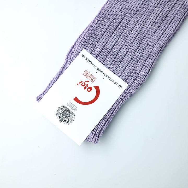 【MENS】MERCERISED COTTON 3×1 RIB SOCKS PURPLE LIGHT
