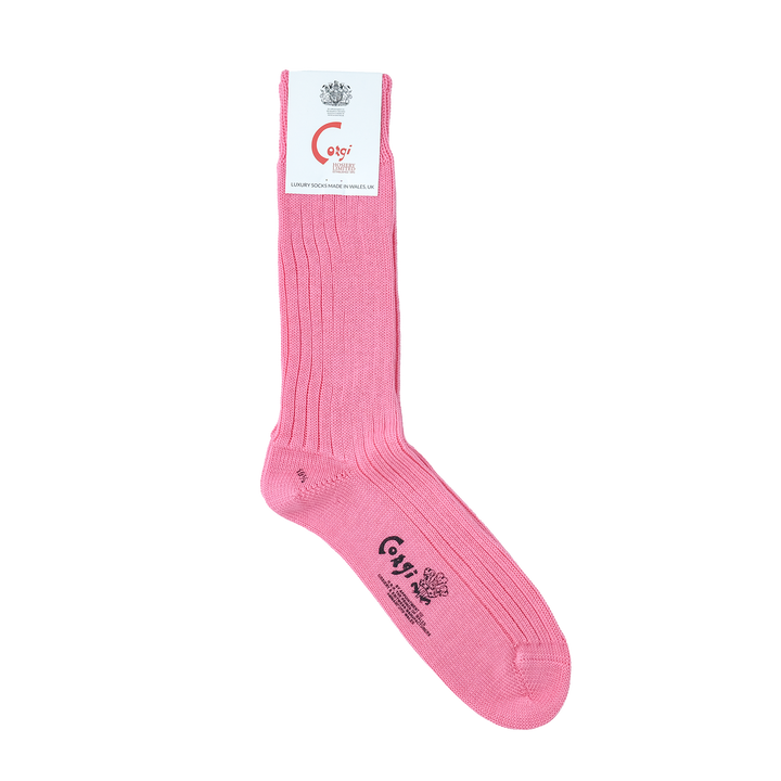 【MENS】MERCERISED COTTON 3×1 RIB SOCKS PINK