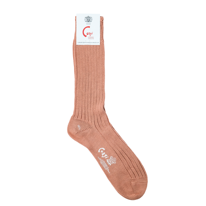 【MENS】MERCERISED COTTON 3×1 RIB SOCKS ROSE DUST