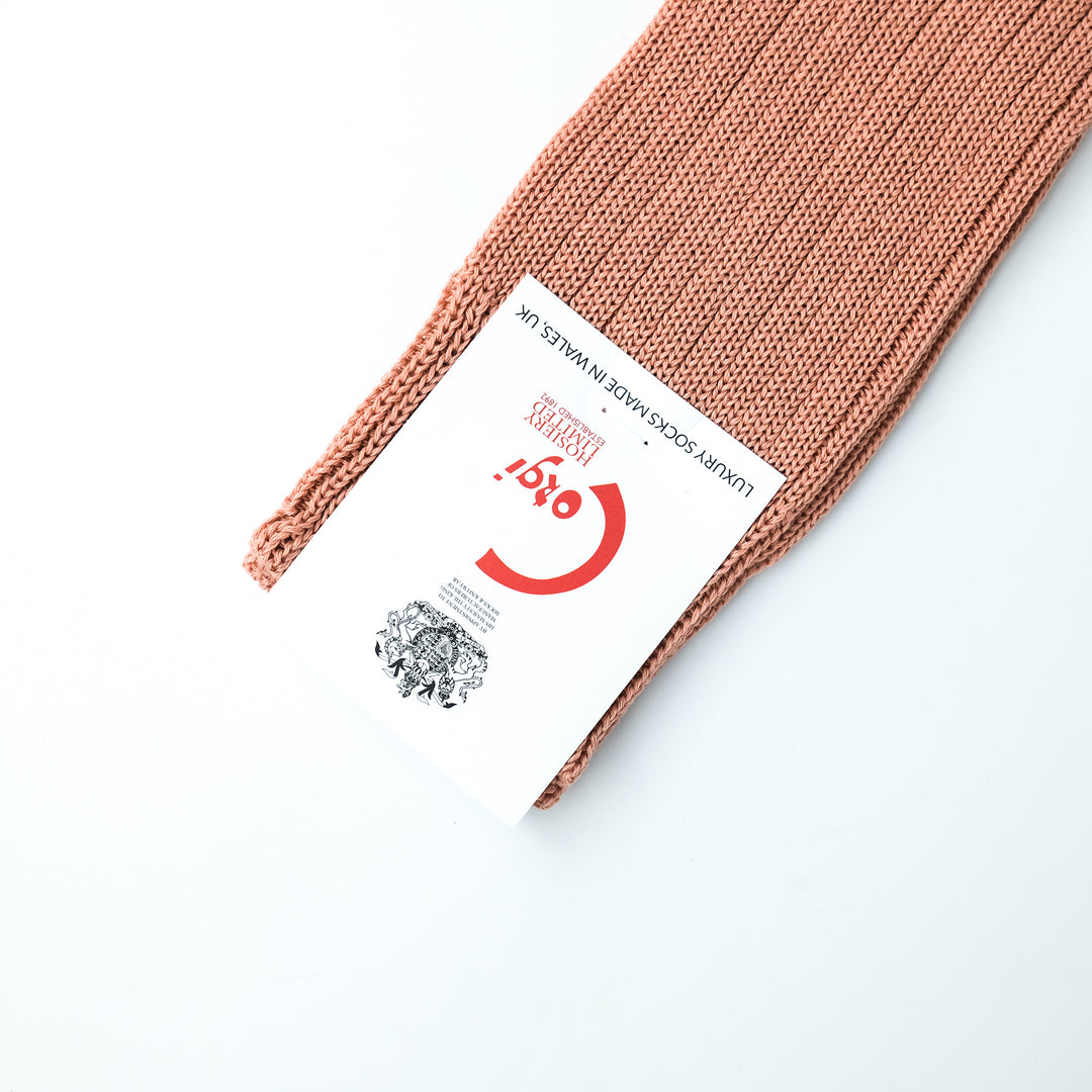 【MENS】MERCERISED COTTON 3×1 RIB SOCKS ROSE DUST