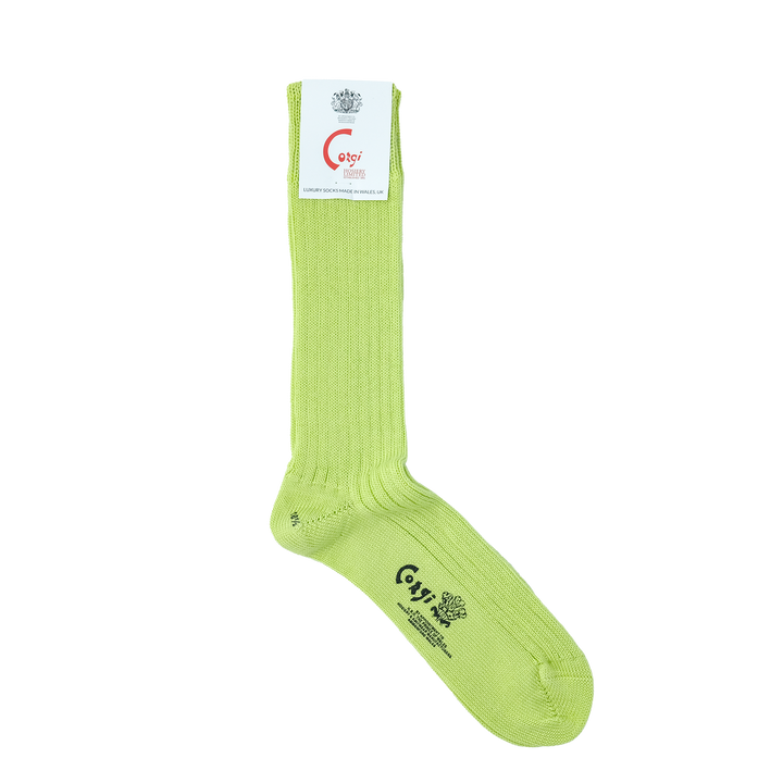 【MENS】MERCERISED COTTON 3×1 RIB SOCKS LIME