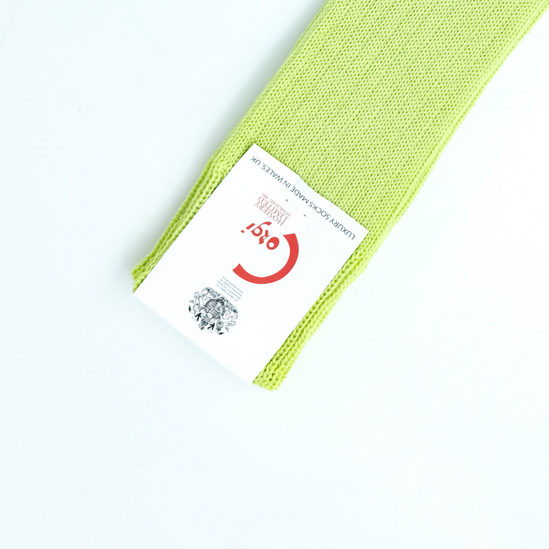 【MENS】MERCERISED COTTON 3×1 RIB SOCKS LIME