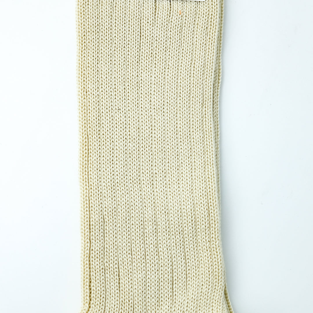 【MENS】MERCERISED COTTON 3×1 RIB SOCKS WHITE YELLOW