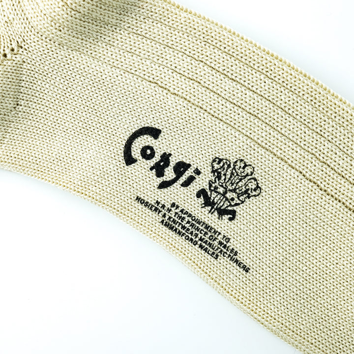 【MENS】MERCERISED COTTON 3×1 RIB SOCKS WHITE YELLOW