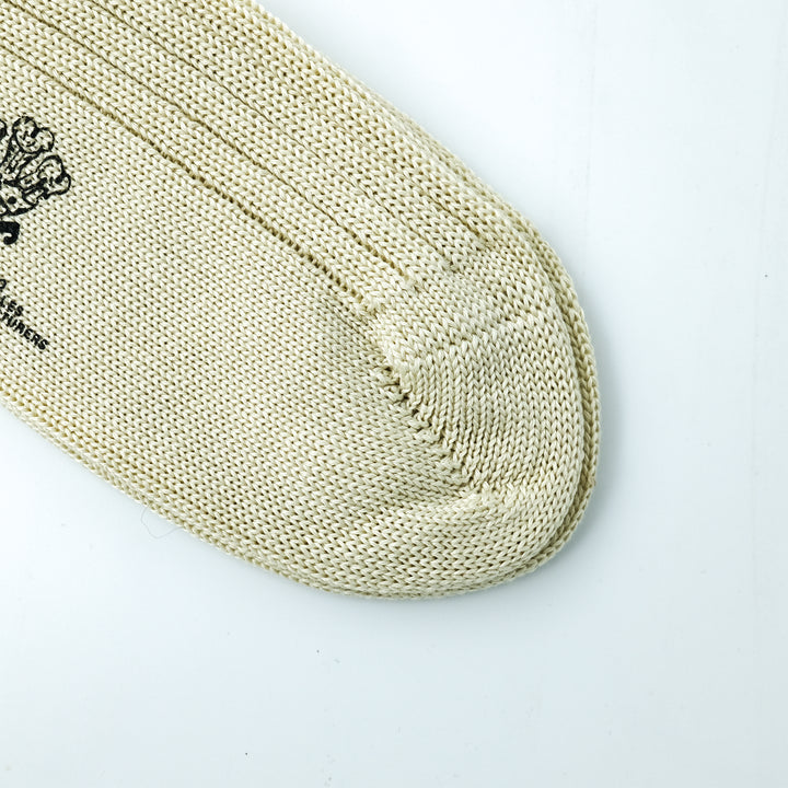 【MENS】MERCERISED COTTON 3×1 RIB SOCKS WHITE YELLOW