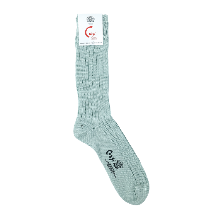 【MENS】MERCERISED COTTON 3×1 RIB SOCKS PALE GREEN