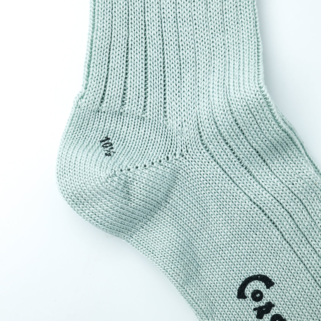 【MENS】MERCERISED COTTON 3×1 RIB SOCKS PALE GREEN