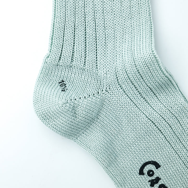 【MENS】MERCERISED COTTON 3×1 RIB SOCKS PALE GREEN