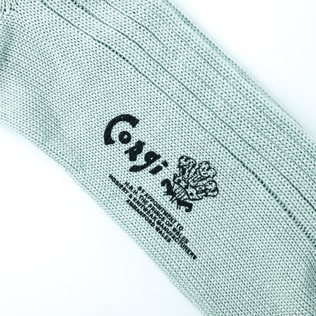 【MENS】MERCERISED COTTON 3×1 RIB SOCKS PALE GREEN