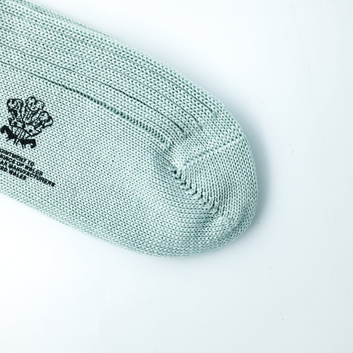 【MENS】MERCERISED COTTON 3×1 RIB SOCKS PALE GREEN