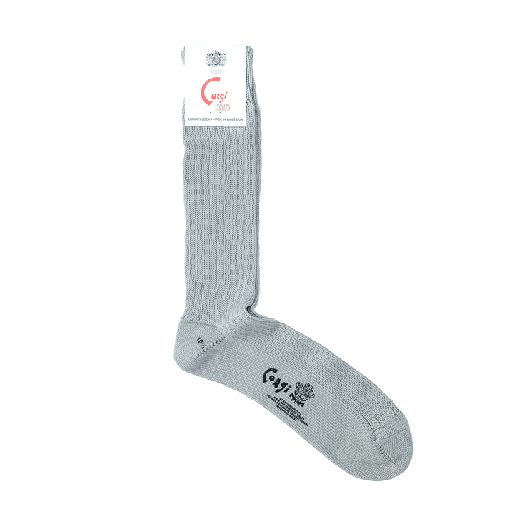 【MENS】MERCERISED COTTON 3×1 RIB SOCKS WHITE BLUE