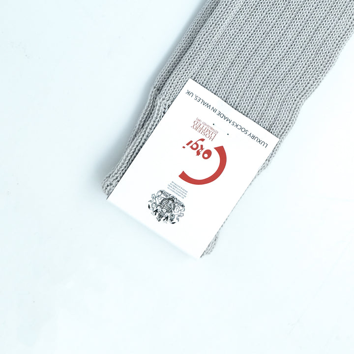 【MENS】MERCERISED COTTON 3×1 RIB SOCKS WHITE BLUE