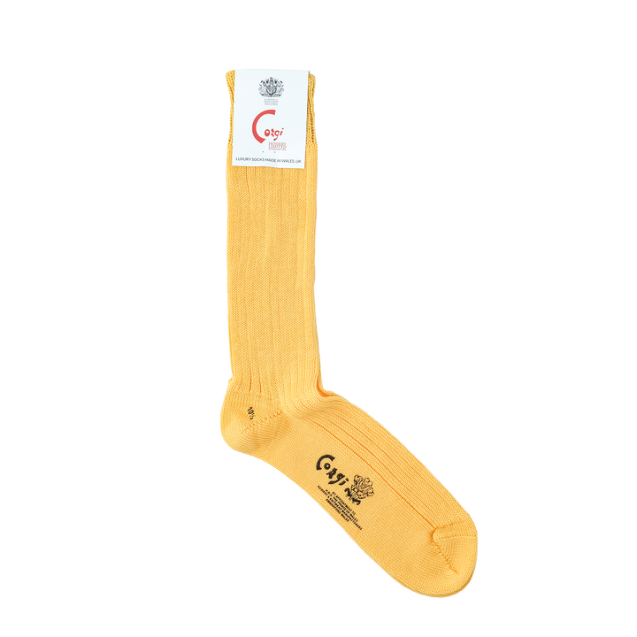 【MENS】MERCERISED COTTON 3×1 RIB SOCKS CREAM YELLOW