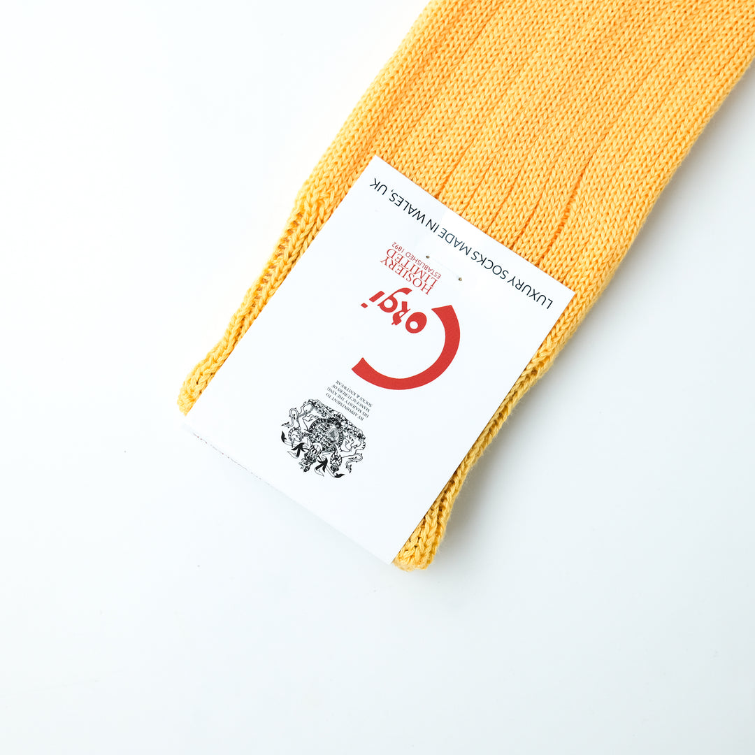 【MENS】MERCERISED COTTON 3×1 RIB SOCKS CREAM YELLOW