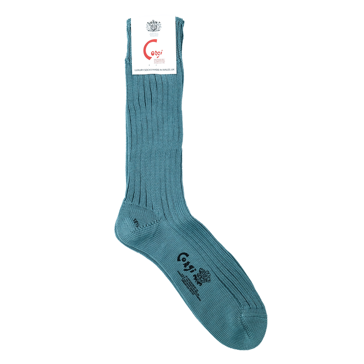 【MENS】MERCERISED COTTON 3×1 RIB SOCKS FOREST