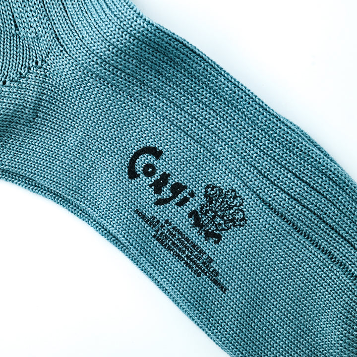 【MENS】MERCERISED COTTON 3×1 RIB SOCKS FOREST