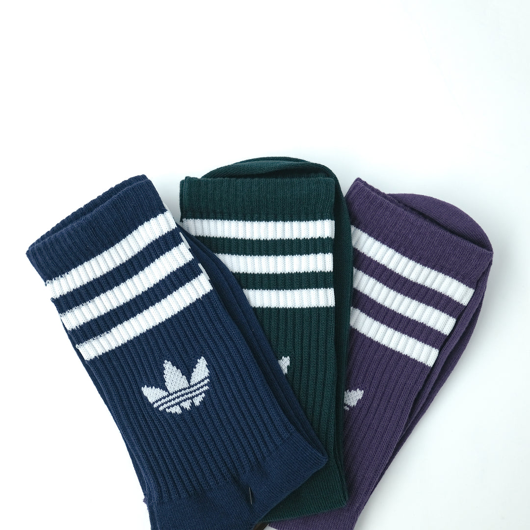 adidas Originals  3S CREW S 3P スリーストライプス クルーソックス 3PACK NIGHT INDIGO/AURORA IVY/AURORA PLUM