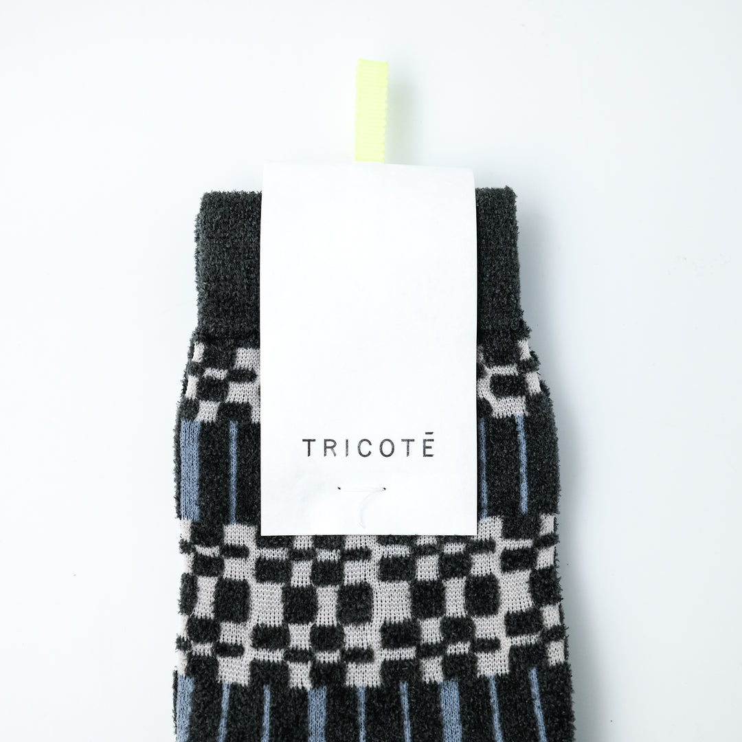 PLAID STRIPED TABI SOCKS CHARCOAL
