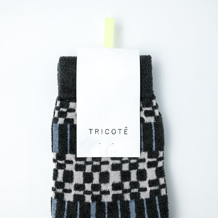 PLAID STRIPED TABI SOCKS CHARCOAL