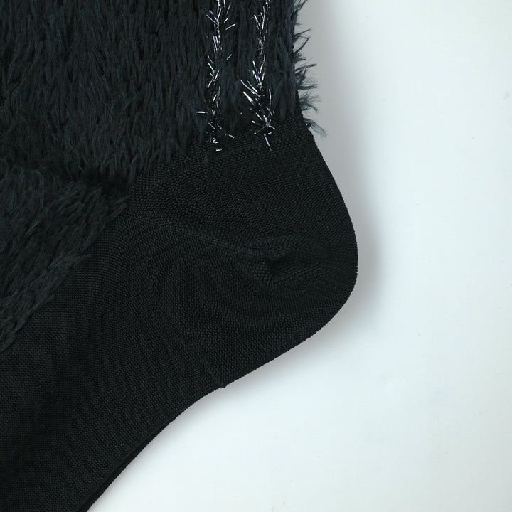 GLITTER LINE FUR SOCKS BLACK
