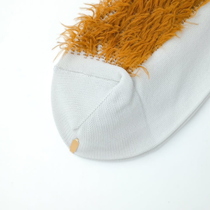 BICOLOR FUR SOCKS BROWN