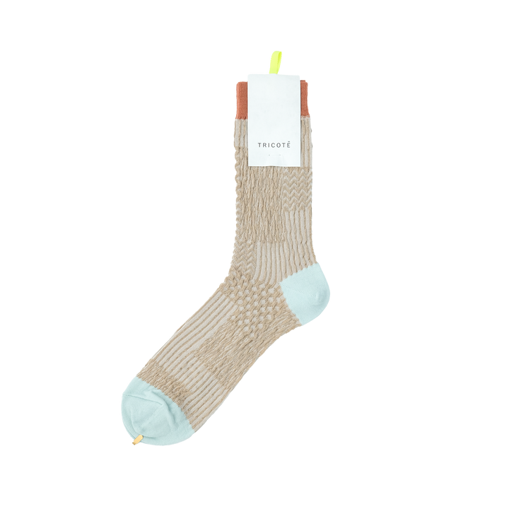 BUMPY PATCHWORK SOCKS BEIGE