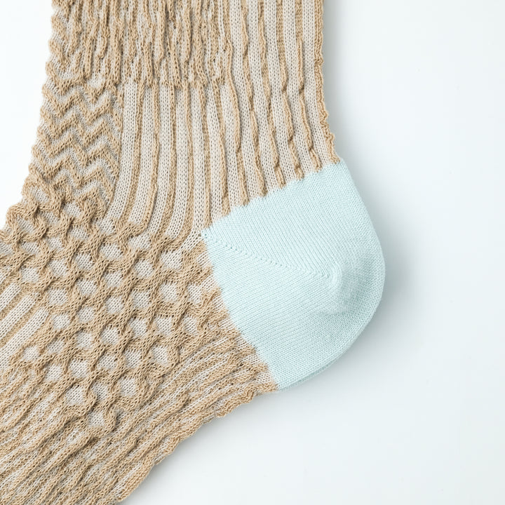 BUMPY PATCHWORK SOCKS BEIGE